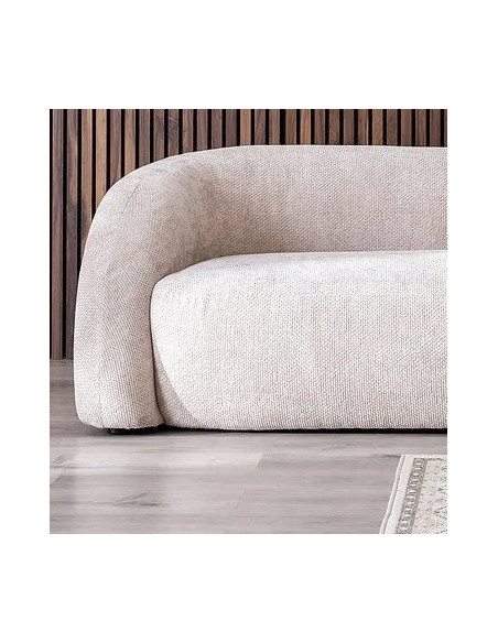 Canapé arrondi 3 places en tissu beige année 70