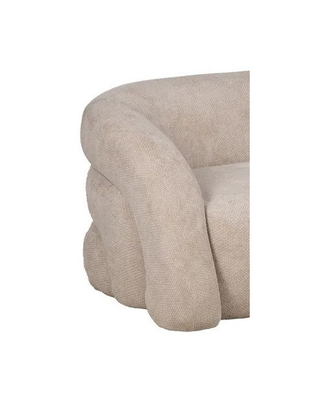 Canapé arrondi 3 places en tissu beige année 70