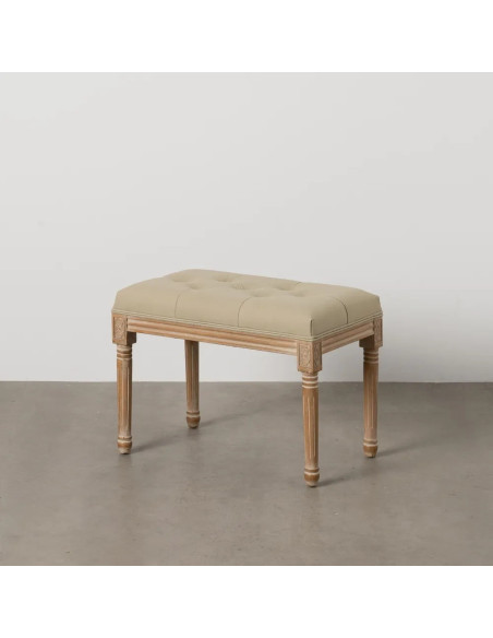 Pouf banquette avec assise tissu beige capitonné