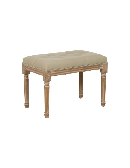 Pouf banquette avec assise tissu beige capitonné