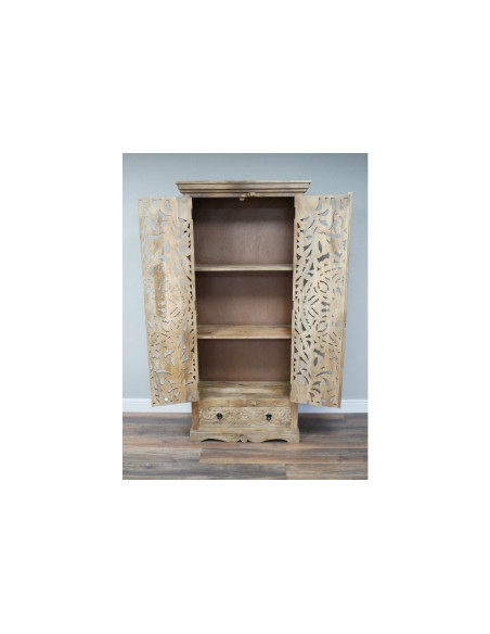 Armoire haute 2 portes ajourées et un tiroir