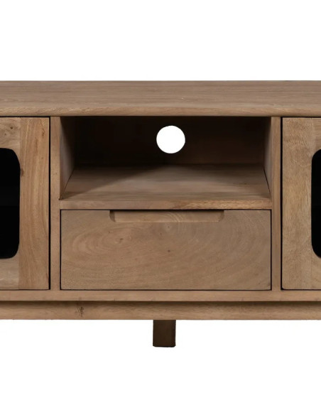 Meuble TV en manguier et portes vitrées Burnie 180 cm