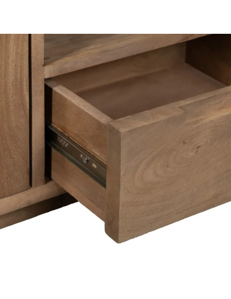 Meuble TV en manguier et portes vitrées Burnie 180 cm