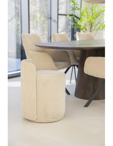 Pouf rond siège d'appoint en tissu