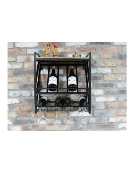 Étagère murale à vin avec support verres