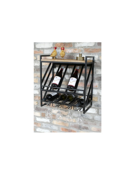 Étagère murale à vin avec support verres