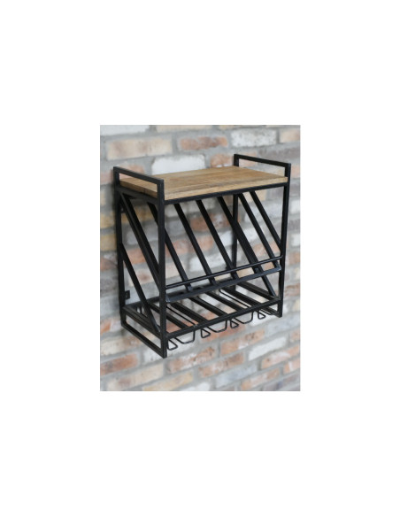 Étagère murale à vin avec support verres