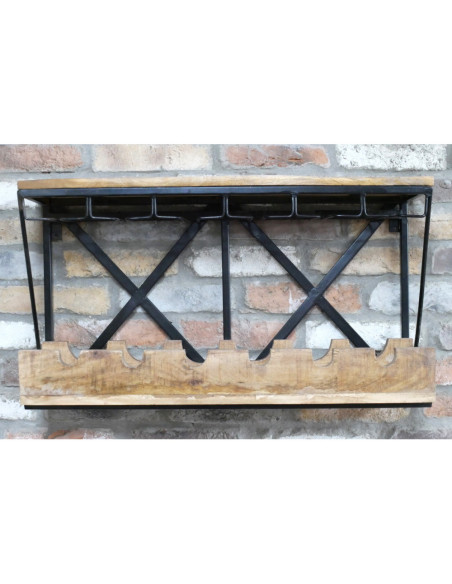 Étagère murale à vin avec support verres