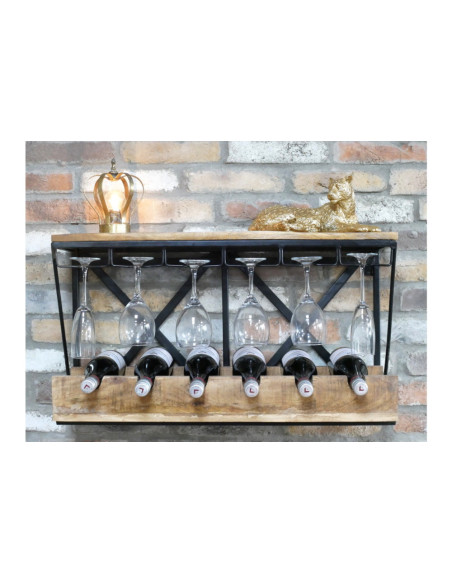 Étagère murale à vin avec support verres