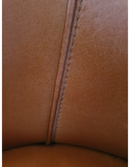 Fauteuil haut de bar en cuir cognac Gaël
