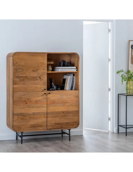 Armoire haute en manguier et métal Mahon