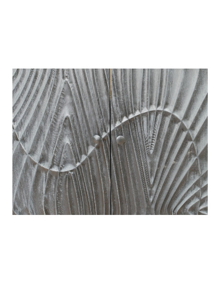 Armoire deux portes sculptées en manguier et métal