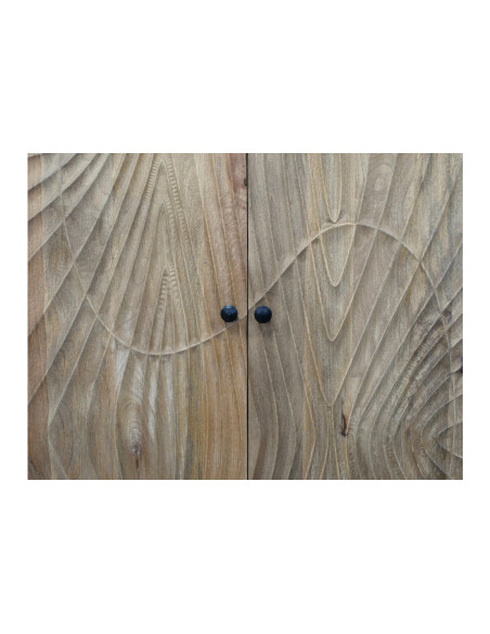 Armoire deux portes sculptées en manguier et métal