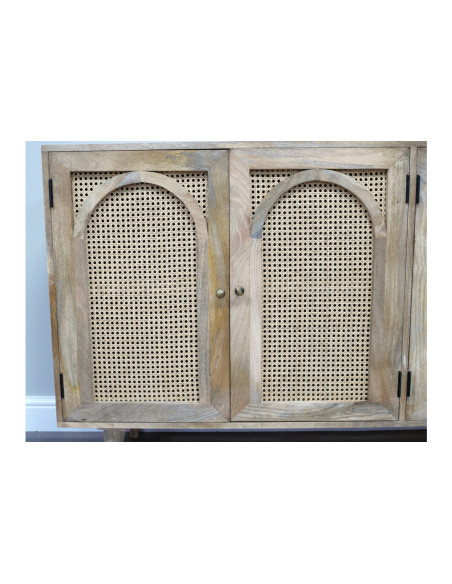 Buffet en acacia 4 portes en rotin 180 cm