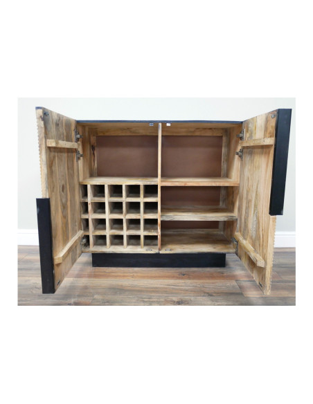 Armoire à vin deux portes en manguier sculpté