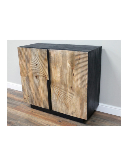 Armoire à vin deux portes en manguier sculpté