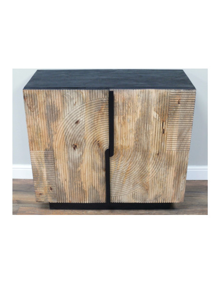 Armoire à vin deux portes en manguier sculpté