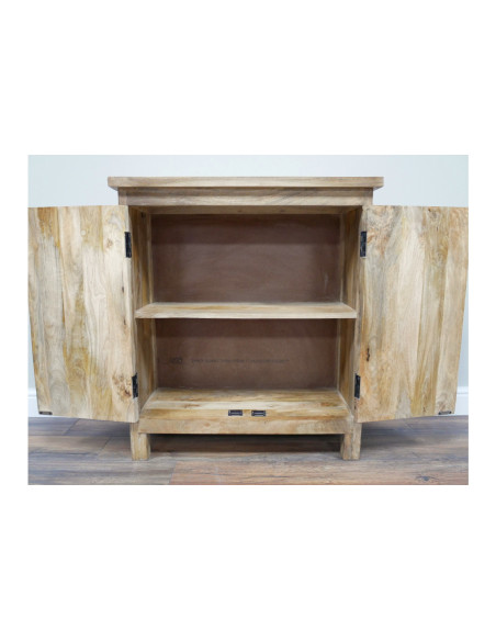 Armoire deux portes en manguier sculpté motifs floraux