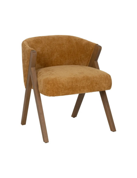 Fauteuil en bois et tissu effet mouton