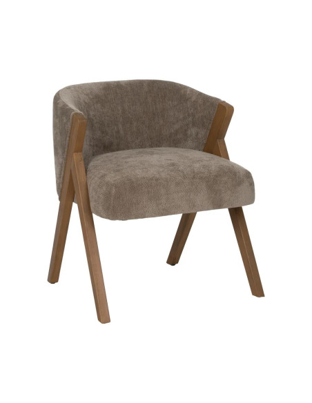 Fauteuil en bois et tissu effet mouton