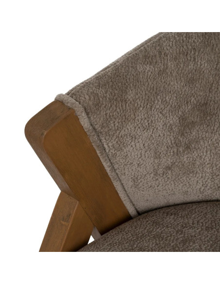 Fauteuil en bois et tissu effet mouton
