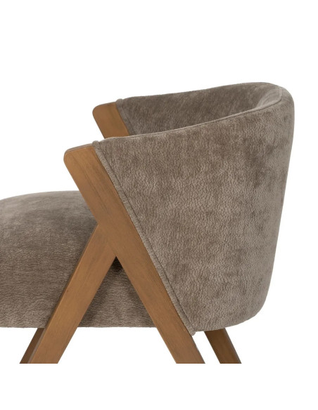 Fauteuil en bois et tissu effet mouton