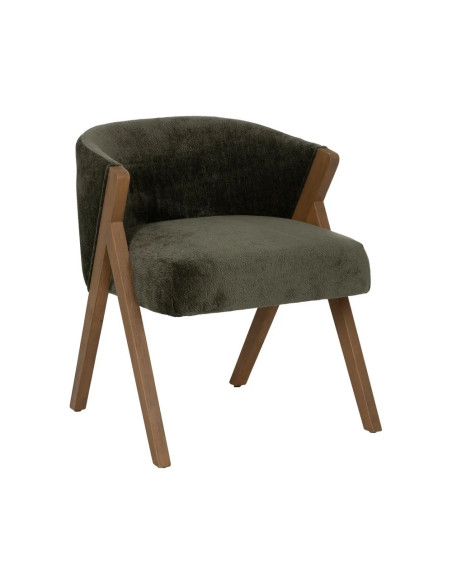 Fauteuil en bois et tissu effet mouton