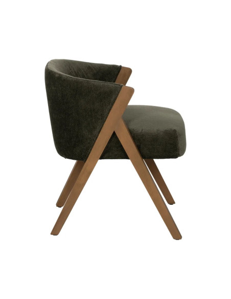 Fauteuil en bois et tissu effet mouton