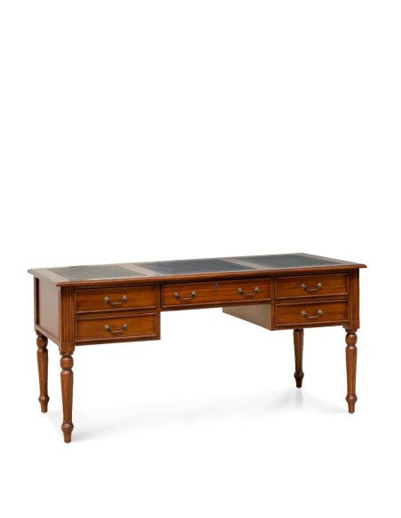 Bureau de direction en bois massif avec 5 tiroirs