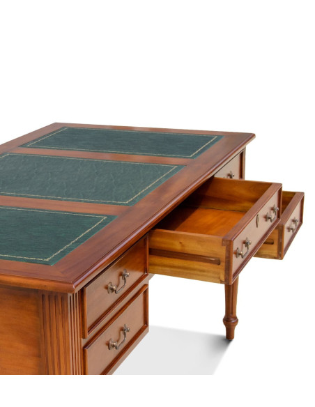 Bureau de direction en bois massif avec 5 tiroirs