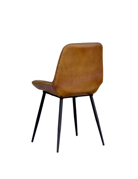 Chaise de repas en cuir de vachette effet vintage