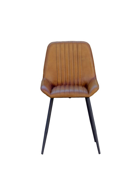 Chaise de repas en cuir de vachette effet vintage