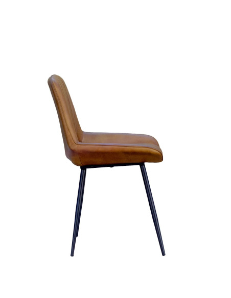 Chaise de repas en cuir de vachette effet vintage