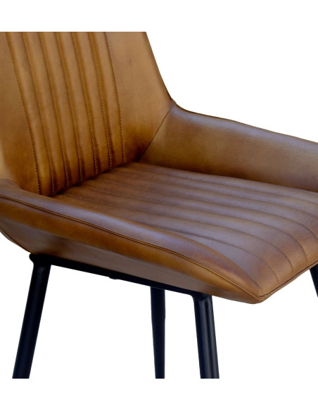 Chaise de repas en cuir de vachette effet vintage