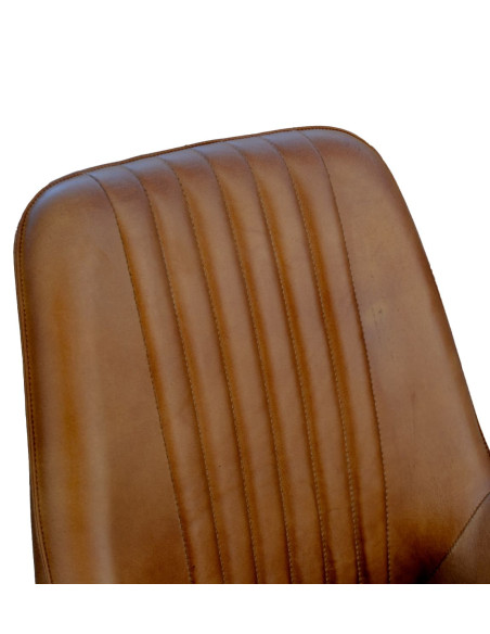 Chaise de repas en cuir de vachette effet vintage