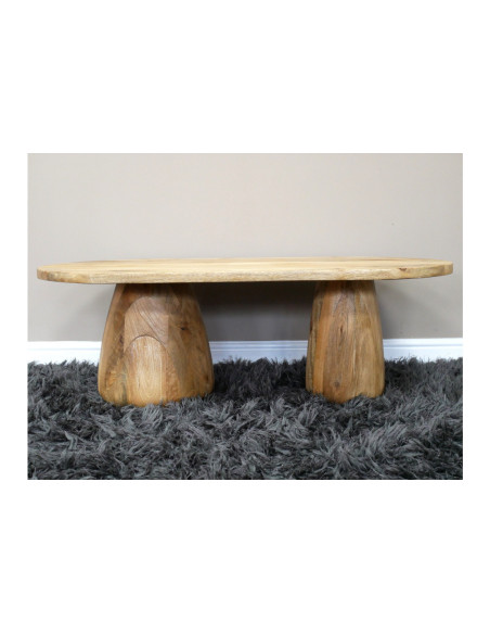 Table basse ovale en bois massif organique