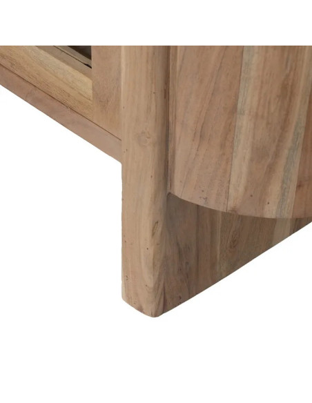 Meuble TV en acacia 4 portes vitrées Creel 180 cm