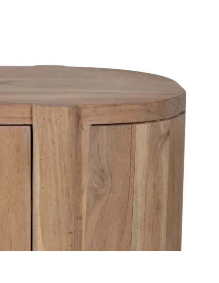 Meuble TV en acacia 4 portes vitrées Creel 180 cm