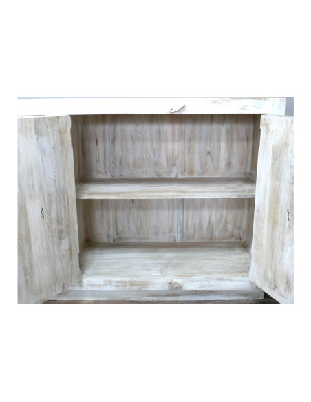 Bahut portes sculptées avec pièces de bois recyclé