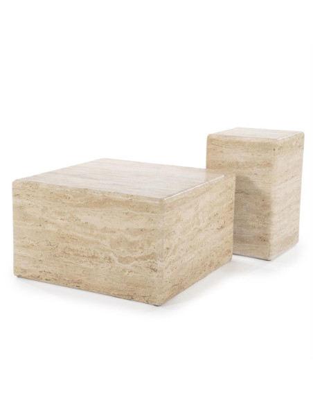 Table basse cubique en travertin Donta