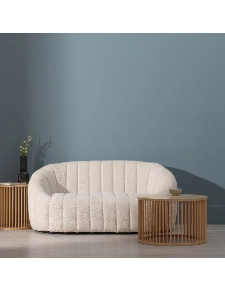 Canapé 2 places tissu moumoute beige