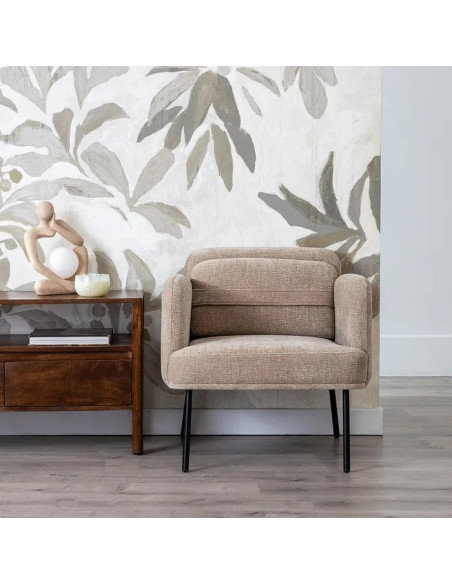 Fauteuil en tissu avec pieds en métal noir