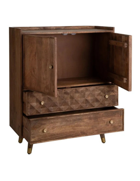 Armoire en manguier deux portes et deux tiroirs