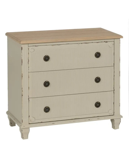 Commode 3 tiroirs rainurés style classique