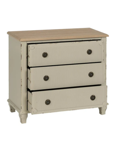 Commode 3 tiroirs rainurés style classique