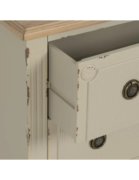 Commode 3 tiroirs rainurés style classique