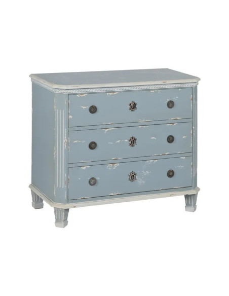 Commode 3 tiroirs grise bleutée