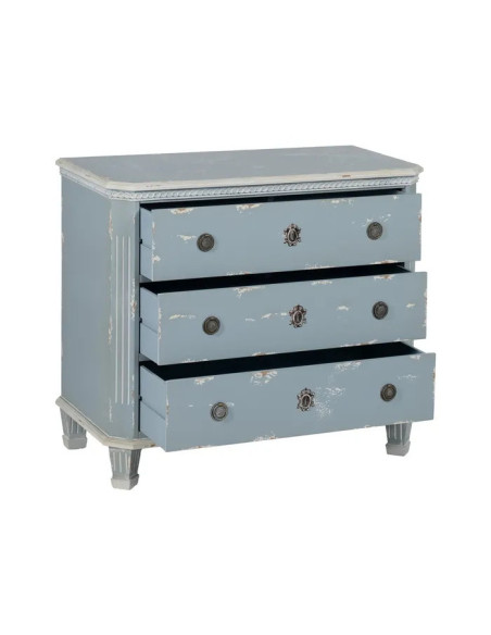 Commode 3 tiroirs grise bleutée