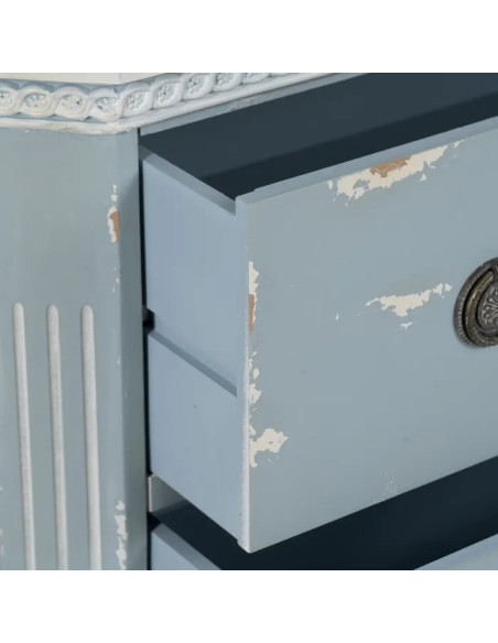 Commode 3 tiroirs grise bleutée