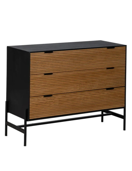 Commode 3 tiroirs en bois et métal